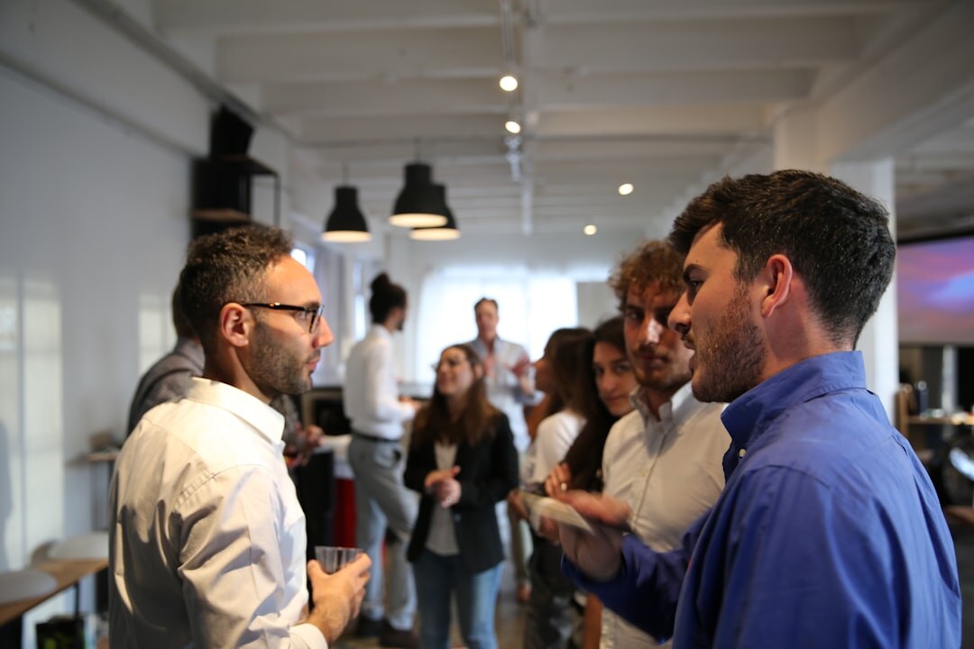 Professional business networking event with executives